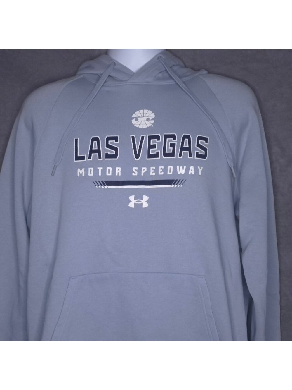 Las Vegas Motor Speedway Hoodie Large Blue Long Sleeves Pull Over Under Armour
